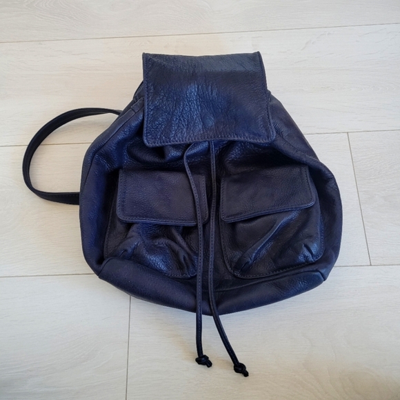 Authentic Soft Italian Leather Drawstring Backpack - Picture 1 of 15